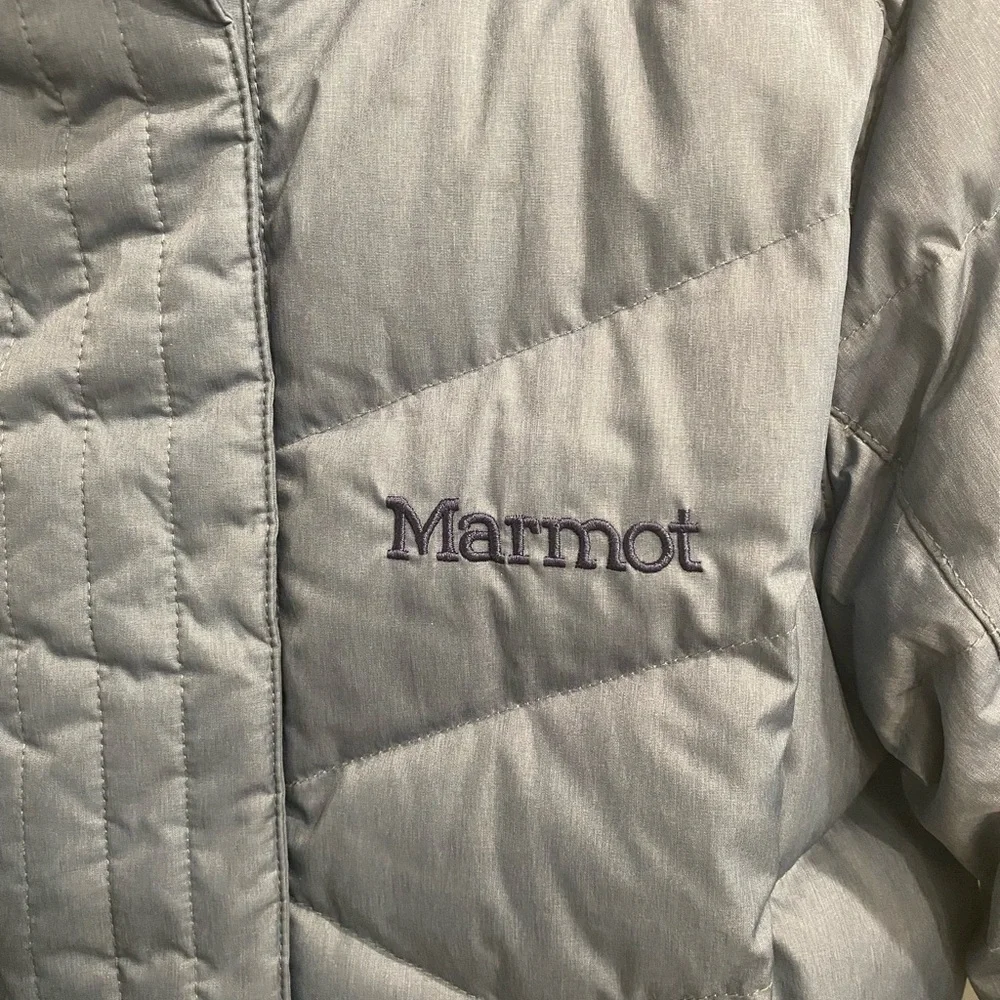 Marmot Women's Pale Blue Quilted Hooded Puffer Coat - Picture 3 of 8
